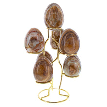 Load image into Gallery viewer, 7-Ring 3-Tier Gold Wire Metal Sphere Crystals Egg Stand Holder Display 7.4 Inches (Taiwan)