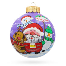 Load image into Gallery viewer, Santa, Reindeer, and Snowman Friends Glass Ball Christmas Ornament 4 Inches