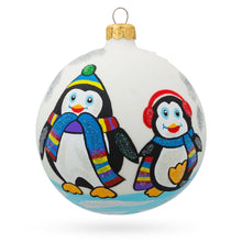 Load image into Gallery viewer, Two Penguins Glass Ball Christmas Ornament 4 Inches