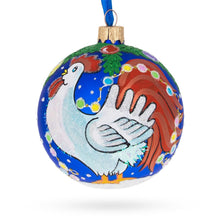 Load image into Gallery viewer, White Rooster Adorned with Holiday Lights Glass Ball Christmas Ornament 3.25 Inches