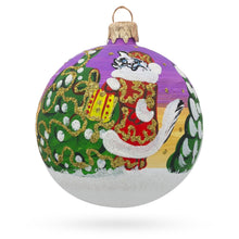 Load image into Gallery viewer, Cat Leaving Holiday Gifts Glass Ball Christmas Ornament 3.25 Inches