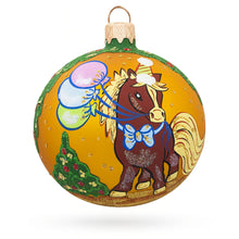 Load image into Gallery viewer, Festive Horse Celebration with Balloons Glass Ball Christmas Ornament 3.25 Inches