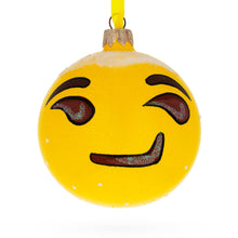 Load image into Gallery viewer, Sly Smirking Facial Expressions Glass Ball Christmas Ornament 3.25 Inches