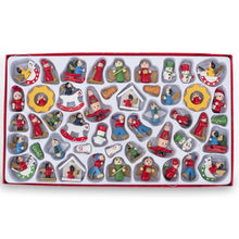 Load image into Gallery viewer, Set of 48 German Style Mini Wooden Christmas Ornaments