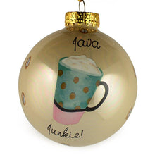 Load image into Gallery viewer, Set of 6 Coffee, Mocha, Latte Lovers Christmas Glass Ball Ornaments 3.25 Inches