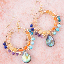 Load image into Gallery viewer, Kaleidoscope Multistone Golden Chandelier Earrings