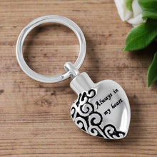 Load image into Gallery viewer, &quot;Always In My Heart&quot; Silver Cremation Urn Keychain