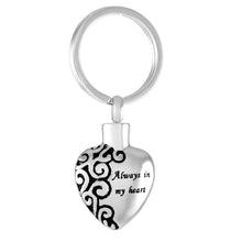 Load image into Gallery viewer, &quot;Always In My Heart&quot; Silver Cremation Urn Keychain