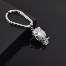 Load image into Gallery viewer, Silver Owl Cremation Urn Keychain With Rhinestones