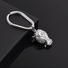 Load image into Gallery viewer, Silver Owl Cremation Urn Keychain With Rhinestones