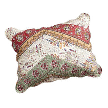 Load image into Gallery viewer, DaDa Bedding Bohemian Cranberry Sage Chevron Patchwork Floral Pillow Sham (JHW924)