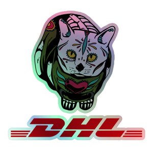 DHL Cat Sticker - Holographic Easy Peel