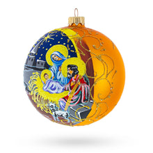 Load image into Gallery viewer, Sacred Nativity Scene on Gold Glass Ball Christmas Ornament 4 Inches