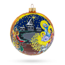 Load image into Gallery viewer, Sacred Nativity Scene on Gold Glass Ball Christmas Ornament 4 Inches