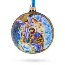 Load image into Gallery viewer, Divine Angels and Holy Family Admiring Jesus Nativity Scene Glass Ball Christmas Ornament 4 Inches