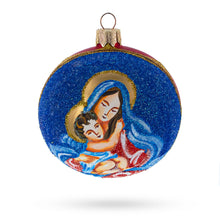 Load image into Gallery viewer, Sacred Virgin Mary Holding Jesus Glass Ball Christmas Ornament 3.25 Inches