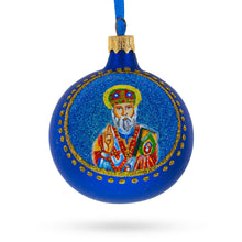 Load image into Gallery viewer, St. Nicholas with the Bible Ukrainian Glass Ball Christmas Ornament 3.25 Inches
