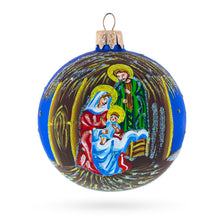 Load image into Gallery viewer, Timeless Nativity Scene in Manger Glass Ball Christmas Ornament 3.25 Inches