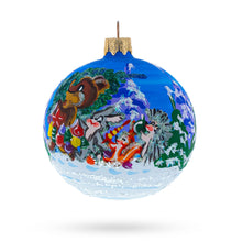 Load image into Gallery viewer, Bear with Rabbit and Fox Glass Ball Ornament 3.25 Inches