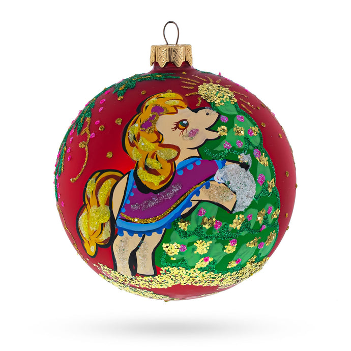 Pony Horse Decorating Tree Glass Ball Christmas Ornament 4 Inches