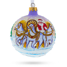 Load image into Gallery viewer, Majestic Santa in Winter Riding 3 White Horses Glass Ball Christmas Ornament 3.25 Inches