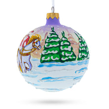 Load image into Gallery viewer, Majestic Santa in Winter Riding 3 White Horses Glass Ball Christmas Ornament 3.25 Inches