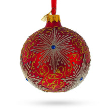Load image into Gallery viewer, Radiant Jeweled Snowflake on Red Glass Christmas Ornament 3.25 Inches