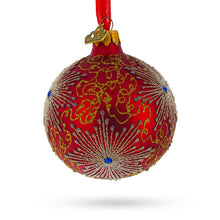 Load image into Gallery viewer, Radiant Jeweled Snowflake on Red Glass Christmas Ornament 3.25 Inches