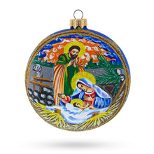 Load image into Gallery viewer, Ethereal Sunset Nativity Scene Glass Ball Christmas Ornament 4 Inches