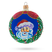 Load image into Gallery viewer, Festive Santa Wreath Gifts Glass Ball Christmas Ornament 4 Inches
