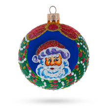 Load image into Gallery viewer, Festive Santa Wreath Gifts Glass Ball Christmas Ornament 3.25 Inches
