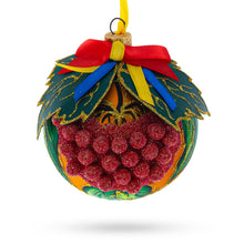 Load image into Gallery viewer, Embossed Ukrainian Kalyna Berries Glass Ball Christmas Ornament 3.25 Inches