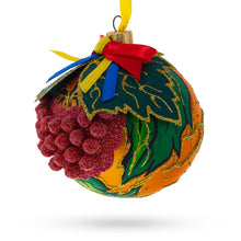 Load image into Gallery viewer, Embossed Ukrainian Kalyna Berries Glass Ball Christmas Ornament 4 Inches