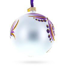 Load image into Gallery viewer, Floral Blue and Gold Glass Ball Christmas Ornament
