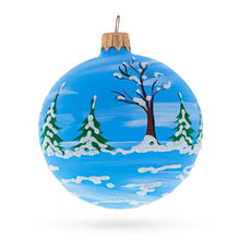 Load image into Gallery viewer, Santa &amp; Snowman Winter Village Scene Glass Ball Christmas Ornament 3.25 Inches