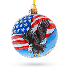Load image into Gallery viewer, USA Flag and Bald Eagle Glass Ball Christmas Ornament 4 Inches