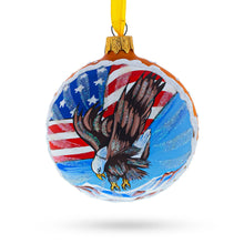 Load image into Gallery viewer, USA Flag and Bald Eagle Glass Ball Christmas Ornament 3.25 Inches