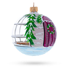 Load image into Gallery viewer, Santa Peeking Through House Window  Glass Ball Christmas Ornament  3.25 Inches