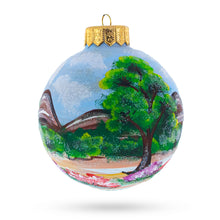 Load image into Gallery viewer, Monkey Under Rainbow Glass Ball Christmas Ornament 4 Inches