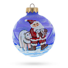 Load image into Gallery viewer, Santa and Polar Bear Festive Glass Ball Christmas Ornament 3.25 Inches