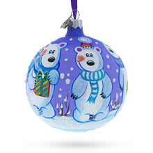 Load image into Gallery viewer, Three Polar Bears Glass Ball Christmas Ornament 4 Inches