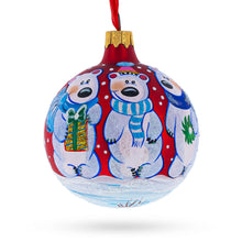 Load image into Gallery viewer, Three Polar Bears Glass Ball Christmas Ornament 3.25 Inches