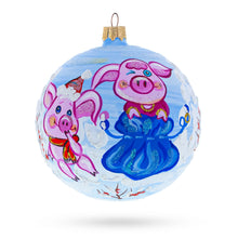 Load image into Gallery viewer, Two Pigs with Gifts Glass Ball Christmas Ornament 4 Inches