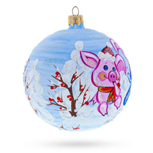 Load image into Gallery viewer, Two Pigs with Gifts Glass Ball Christmas Ornament 4 Inches