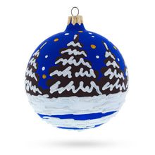 Load image into Gallery viewer, Bear Skiing with Snowman and USA Flag Glass Ball Christmas Ornament 4 Inches
