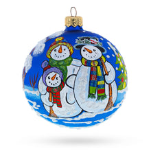 Load image into Gallery viewer, Snowman Family Glass Ball Christmas Ornament 3.25 Inches