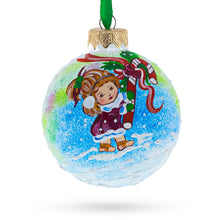 Load image into Gallery viewer, Girl with Candy Cane Glass Ball Christmas Ornament  3.25 Inches