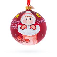 Load image into Gallery viewer, Girl in Festive Christmas Stocking Glass Ball Baby's First Christmas Ornament 4 Inches