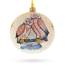 Load image into Gallery viewer, Two Owls Perched in Moonlight Glass Ball Christmas Ornament 4 Inches