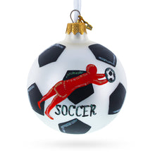 Load image into Gallery viewer, Soccer Player in Action Glass Ball Christmas Sports Ornament 3.25 Inches